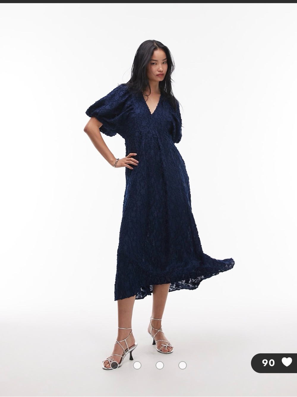 & Other Stories Navy Textured Maxi Dress